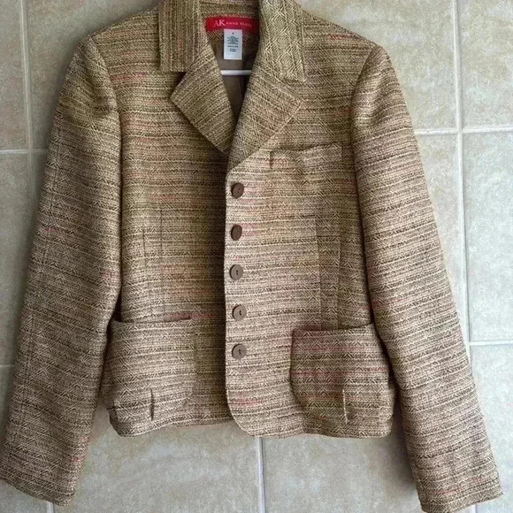 Anne Klein Tweed Blazer Jacket Size 8 Brown Multicolor Fall Workwear Office - Picture 4 of 14